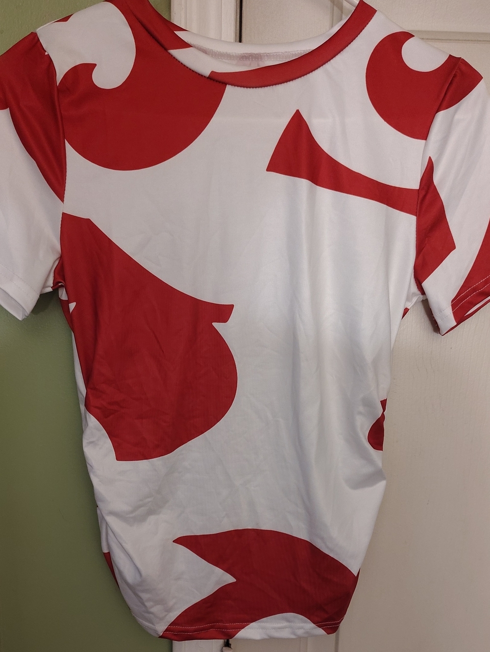 Woman's White & Red Graphic Short-Sleeve Shirt